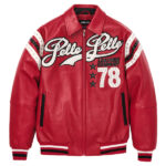 Pelle-Pelle-Encrusted-Varsity-Plush-Red-Jacket